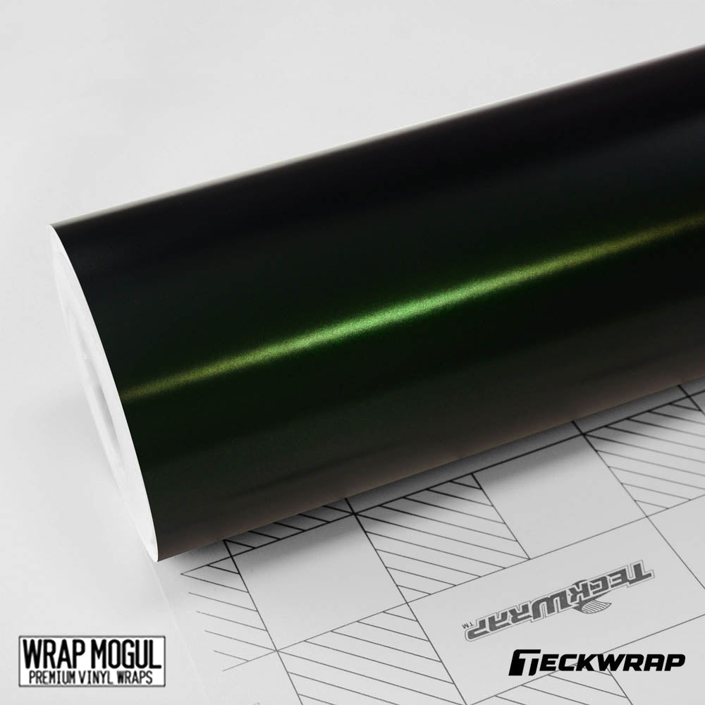 Teckwrap Satin Metalic Green Black Silk Vinyl Wrap | HM07