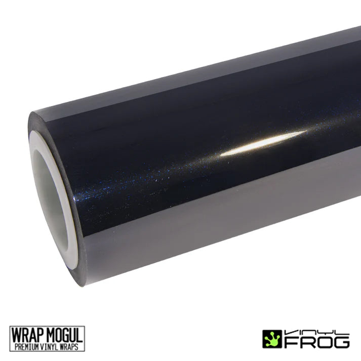 Vinyl Frog Glossy Metallic Glitter Black Blue Vinyl Wrap | GMP84_PET