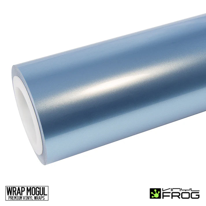 Vinyl Frog Glossy Metallic Silver Lake Blue Vinyl Wrap | GMP28_PET